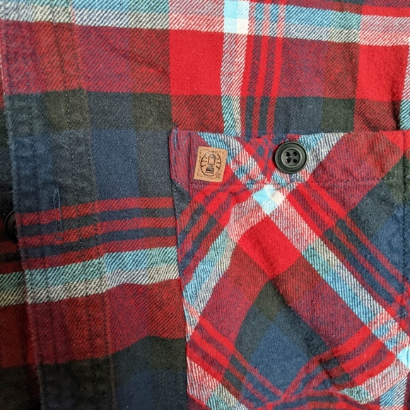 Rolling Stones Band Red Blue Custom Upcycled Flannel Button Down Sz Men's XL - Picture 6 of 8